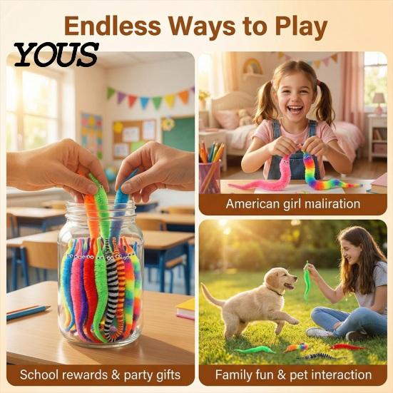 Sensory Toys for Anxiety 23cm Cute Worm Plush Toy, Fidget Caterpillar Twist Prop Handheld Tools with Big Eyes, Soft Stuffed Prank Toy Kids Party
