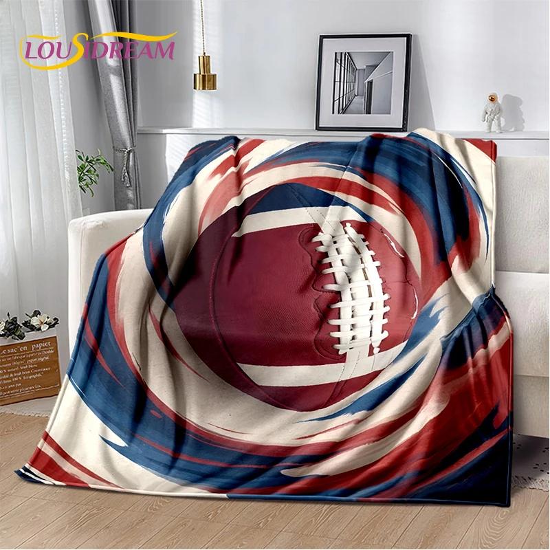 Rugby Field Rugby 2025 Style New American Football Cartoon Soft Blanket,Soft Throw Blanket for Home Bedroom Bed Sofa Travel Kids