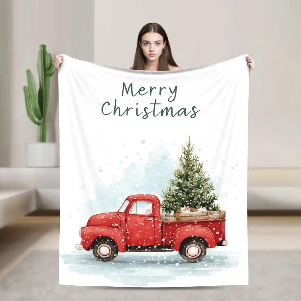 Merry Christmas Blanket  Soft Warm Plush Throw for Home Bed Travel Airplane  Festive Flannel Bedspread Decor