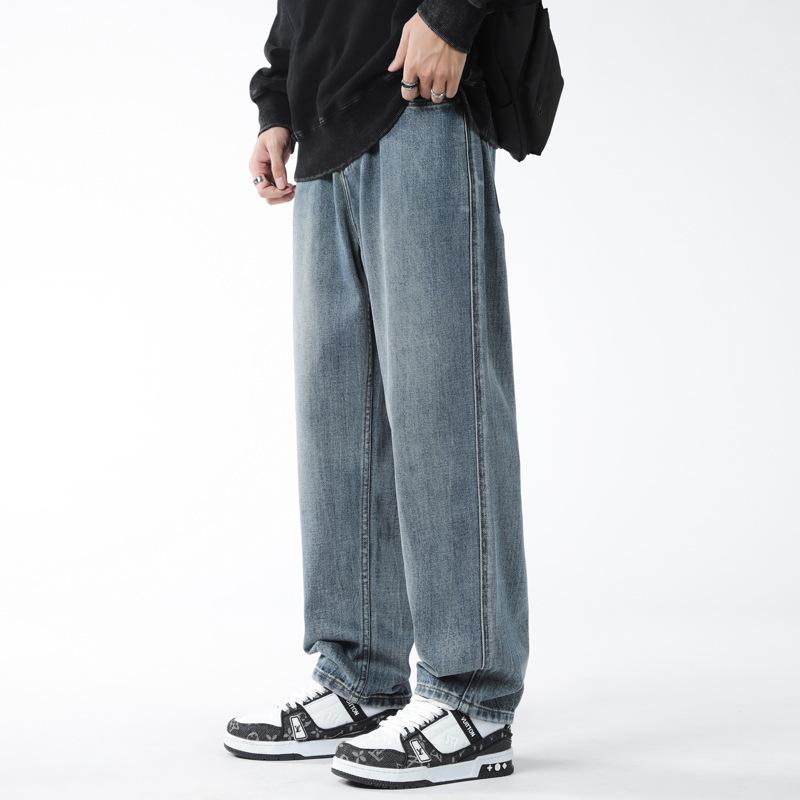 Straight Wide-leg Jeans Men's Autumn Loose Casual Versatile Men's American Jeans Wide-leg Trousers Men's Autumn