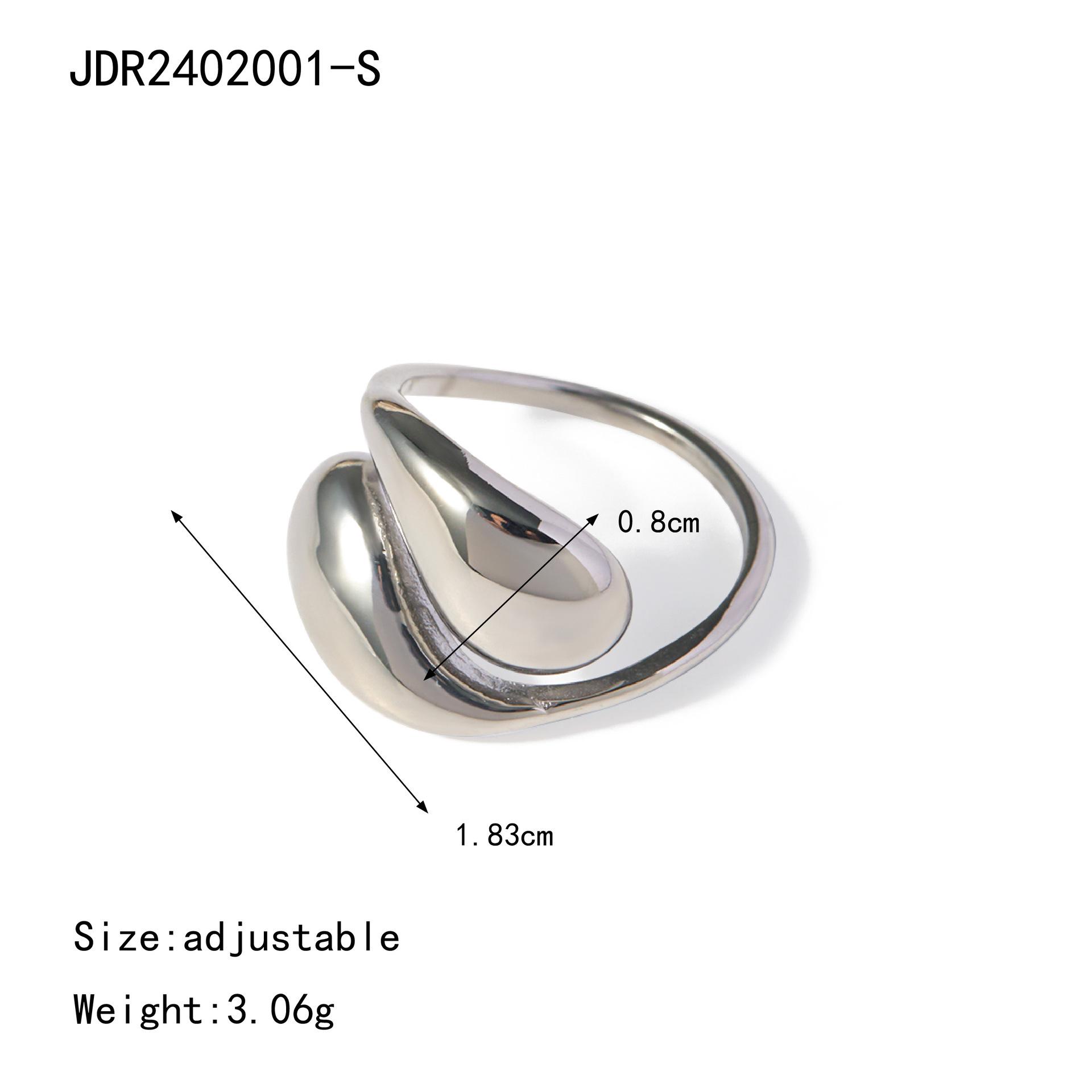 Jieding European-American Water Drop Necklace & Earrings Set with Openable Bracelet & Titanium Steel Ring