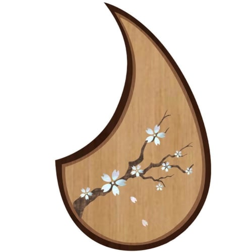 Safe domestic shipping! Japanese-style cherry blossom pickguard for acoustic and electric guitars. Convenient sticker-type design.