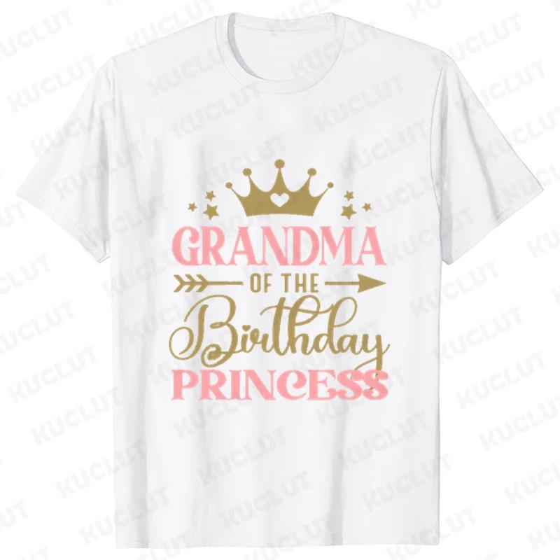 Birthday Princess Girls Party T-shirt Family Gathering Matching Sibling Tees White Unisex Kids Clothing Crown Graphic Y2k Tops