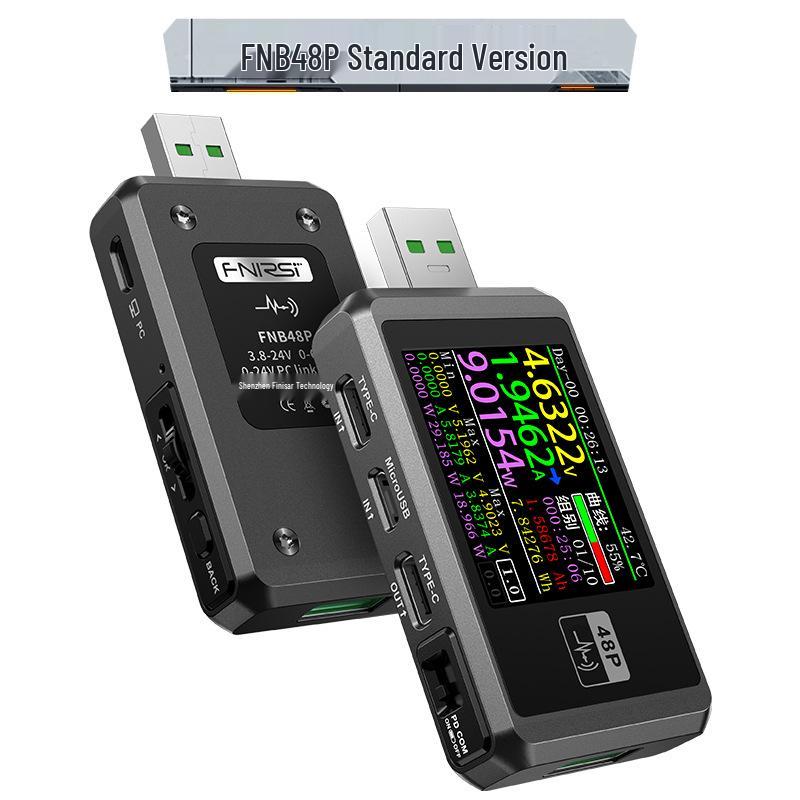 FNIRSI-FNB48P USB Charger Detector: Mobile DC Voltmeter/Ammeter for Fast Charging Power Test