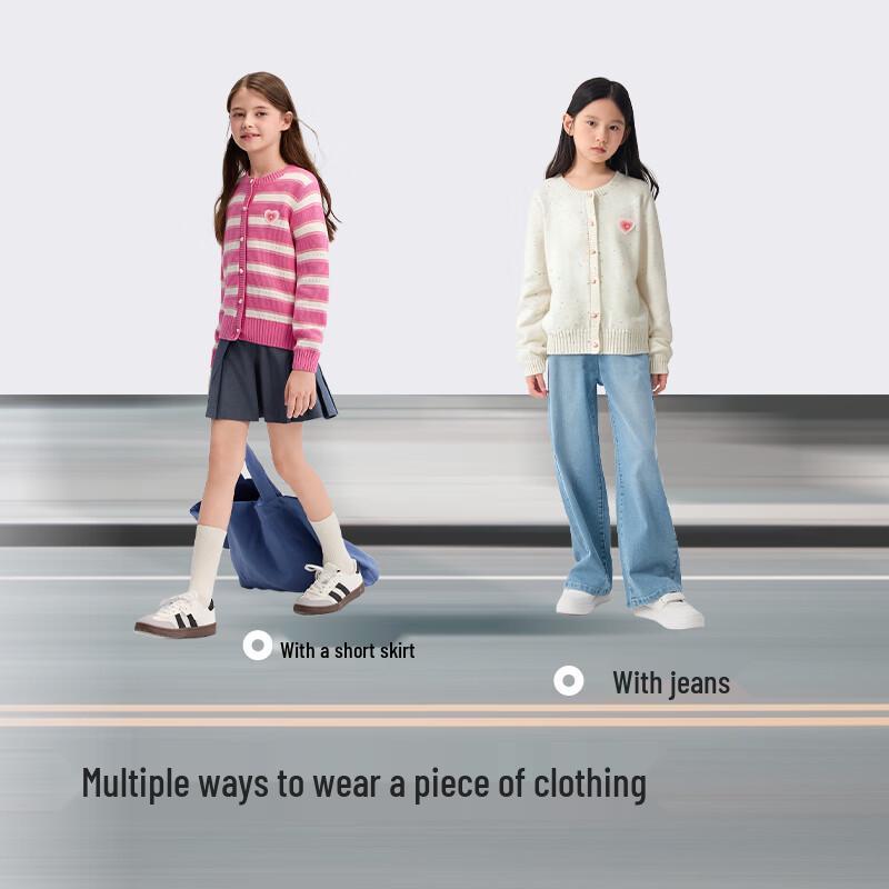 BalabalaOne Girls  Striped Knit Cardigan 130