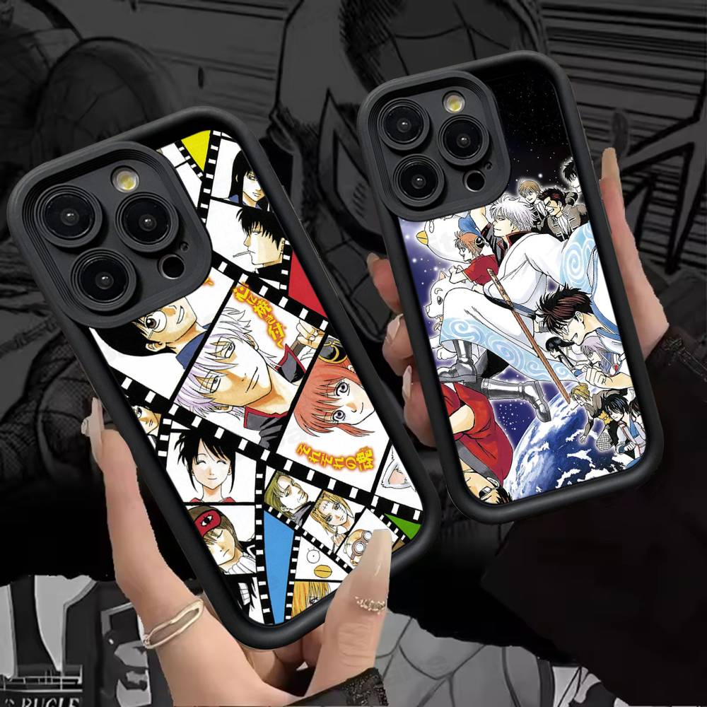 Funny Anime GINTAMA Silicone Soft Phone Case For IPhone 17 16 15 14 Plus 13 12 Mini 11 Black Cover