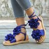 Comemore Summer Female Beach Sandals Outer Wear Thick Bottom Shoes Large-sized Ankle Lace-up Roman Flower Sandales for Women