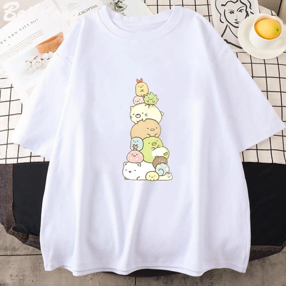 Sumikko Gurashi Essential T-shirt Dam T-shirt Sommar Kawaii Rosa Nya Oversized ärmar Toppar Sommar Casual Harajuku Mode T-shirts Unisex T-shirt
