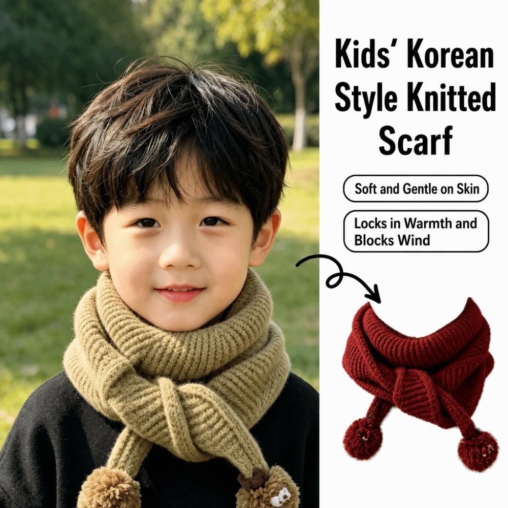 Soft Kids Knitted Scarf Windproof Fluffy Ball Neckerchief Fashion Children Neck Warmer Outdoor Use