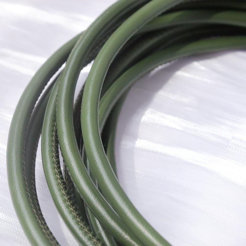 PU Leather Round Handle Strap with Lock Edge Stitching - DIY Traction Weaving Ornament E18