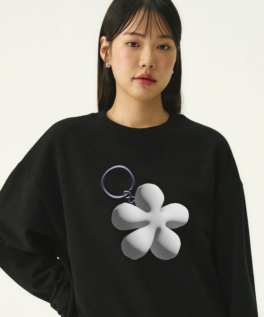 GRAVER [Unisex] Flower Keyring Sweatshirt_Black