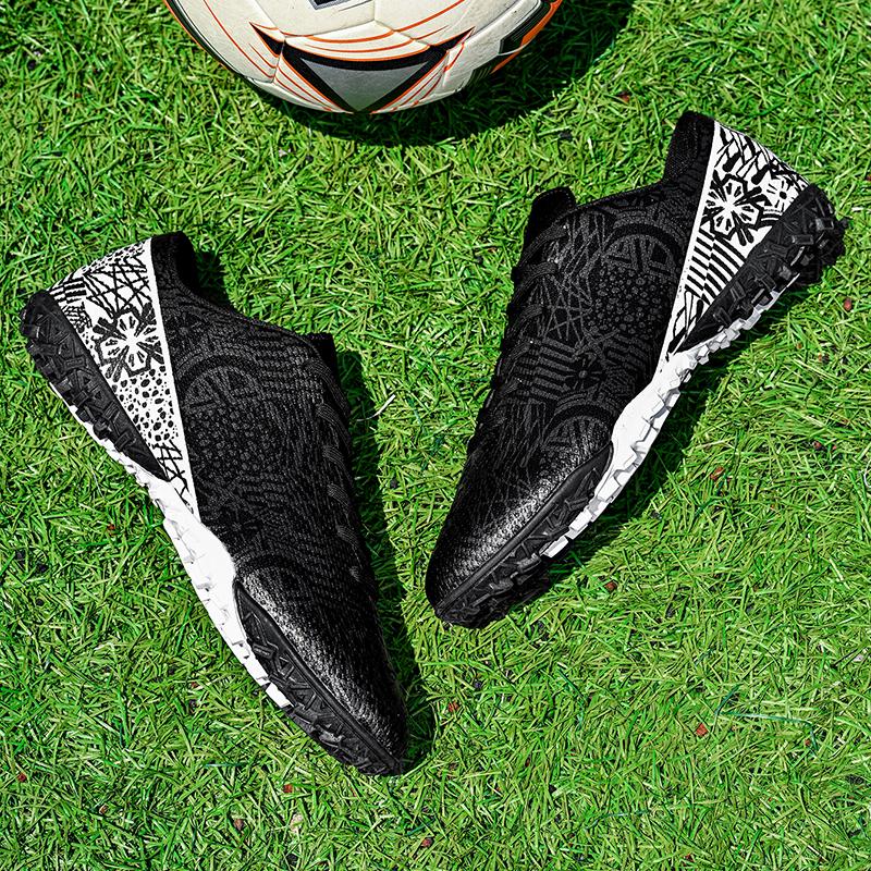 Botas de Fútbol Azul y Blanco para Hombre/Mujer Suela Blanda de Goma Clavo Corto Césped Artificial Zapatos de Fútbol Juvenil