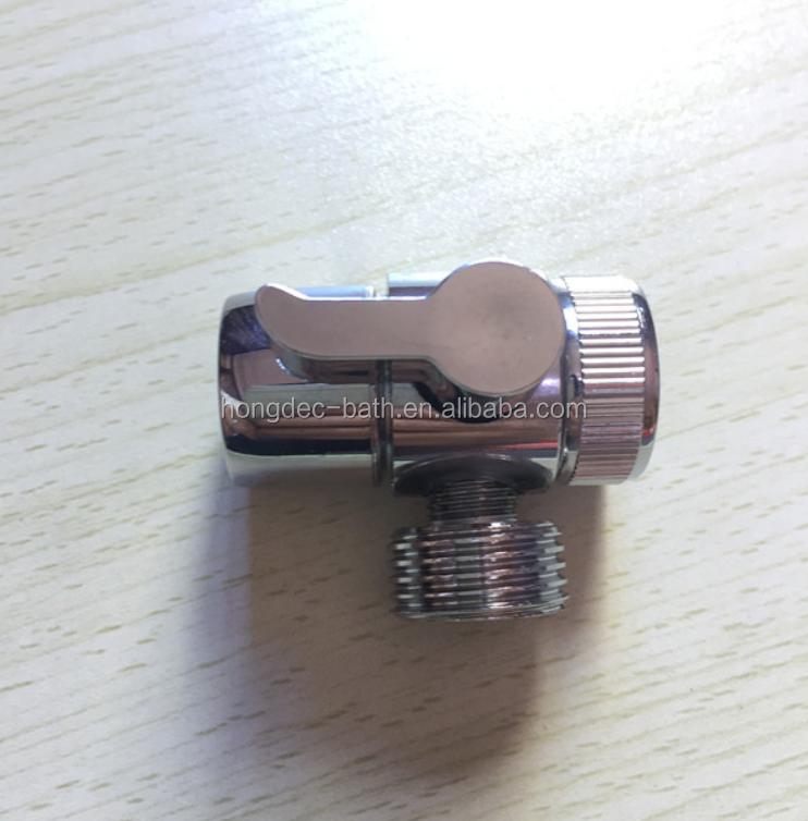 Modern Wall-mounted Chrome T-Adapter Shut-off Valve Horizontal Spray for Bathroom Toilet Bidet Brass
