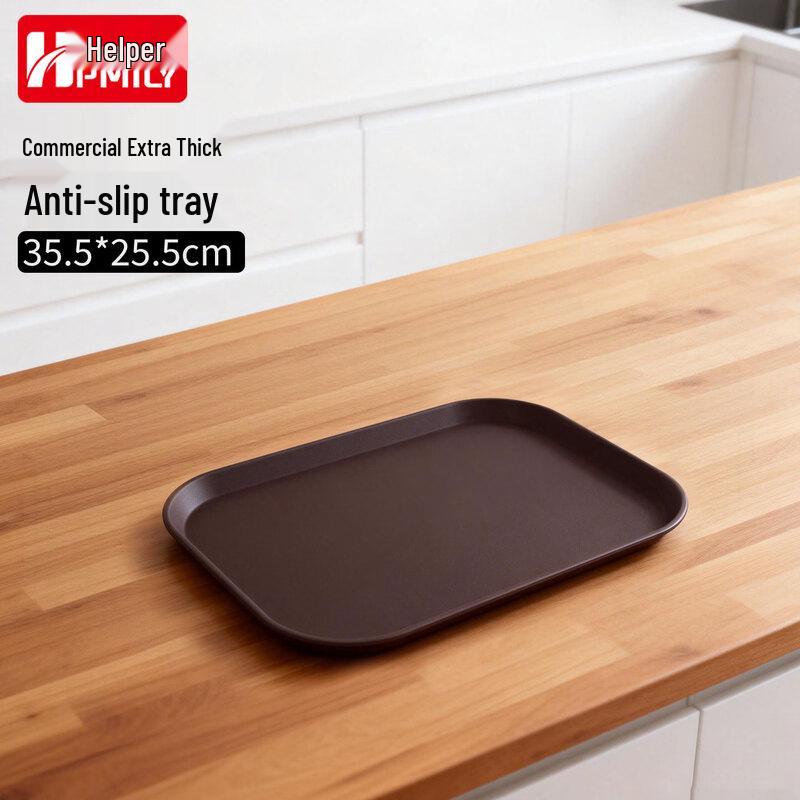 HPMILY Anti-Slip Rectangular Plastic Serving Tray