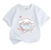 Cute Cartoon Big Ear Puppy Print Kids Boys Girls 100% Cotton T-Shirt Casual Crew Neck Short Sleeves Soft Breathable Summer Tees Adorable Heart Cup Pat