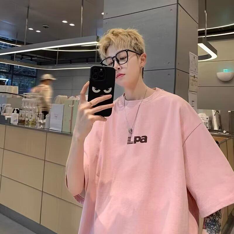 Nové tričko s krátkým rukávem pro muže v létě, trend v korejském stylu, jednoduchý top s polovičním rukávem, volné tričko značky Hong Kong