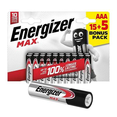 20X Strong Alkaline Batteries Energizer Max Aaa Lr03 20Pcs