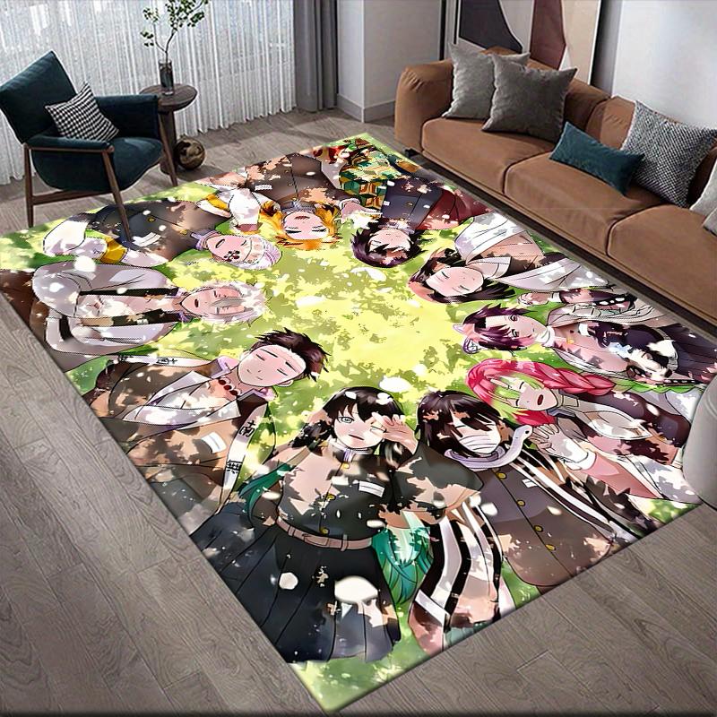 Demon Slayer Hero Squad Square Area Rug, Non-Slip Floor Mat for Bedroom, Perfect Gift for Demon Slayer Fans