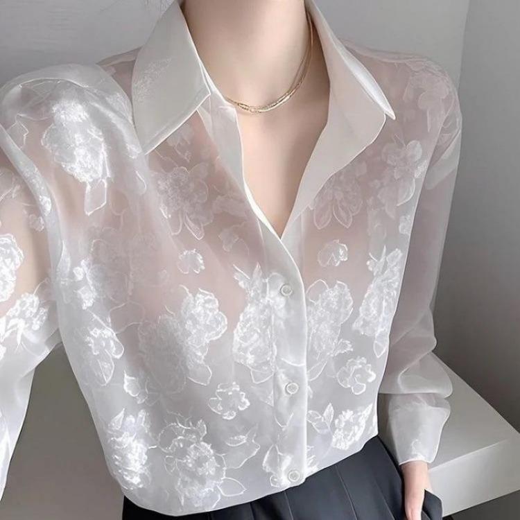 Early Spring Stylish Elegant Women Sunscreen Shirt Unique French Inspired Design Top