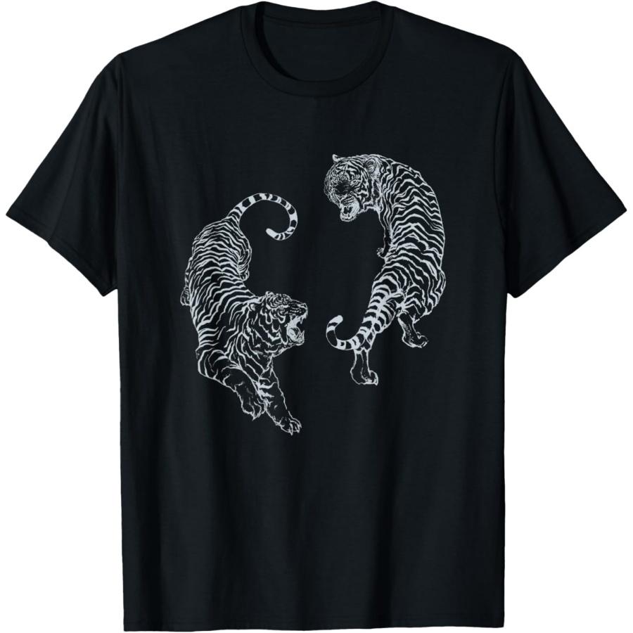 

Vintage Tiger Aesthetic Tattoo Art Twin Tigers T-Shirt XXXXXL чёрный