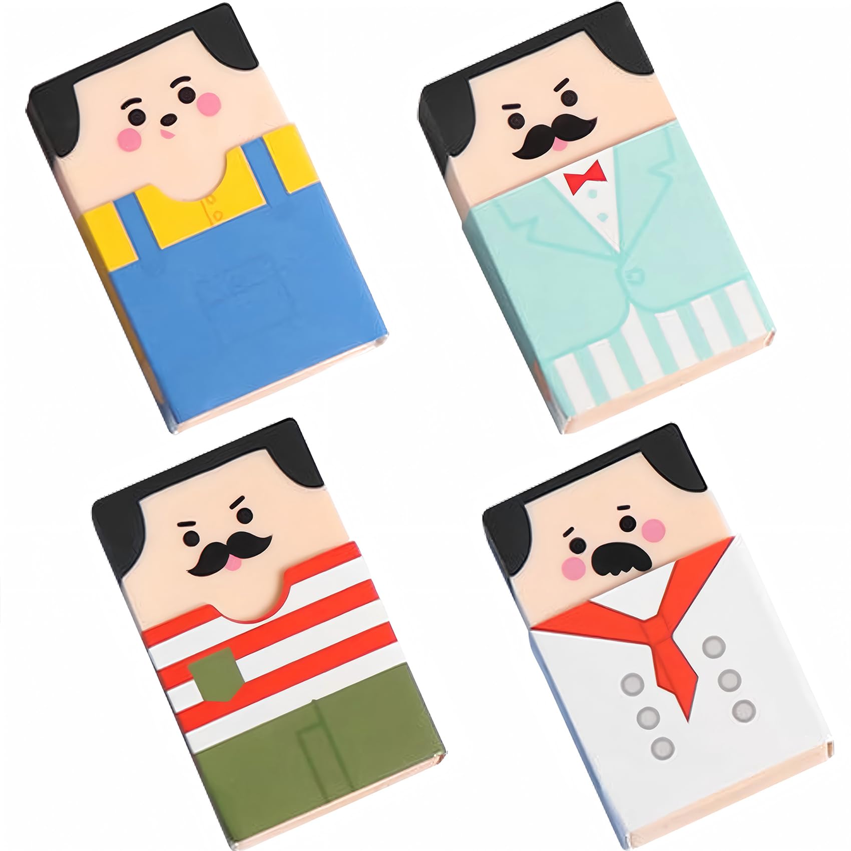 

JUJUGO Eraser Set for Elementary School Kneaded Bald Man Cute Pencil Souvenir 4-Piece Students Eraser, Eraser, Eraser,