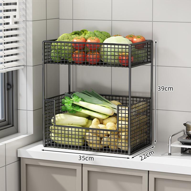 Multi-functional Kitchen Storage Rack: Multi-layer Basket for Fruits, Vegetables, Onions, Ginger, and Garlic