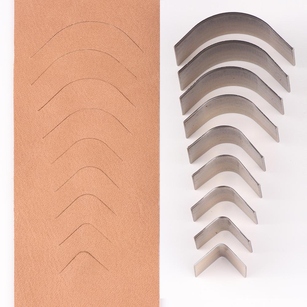10/11pc Carbon Steel Leather Punching Die Set, Manual R Corner Fillet Knife Cutting Molds, DIY Craftsmanship Belts, Straps Tools