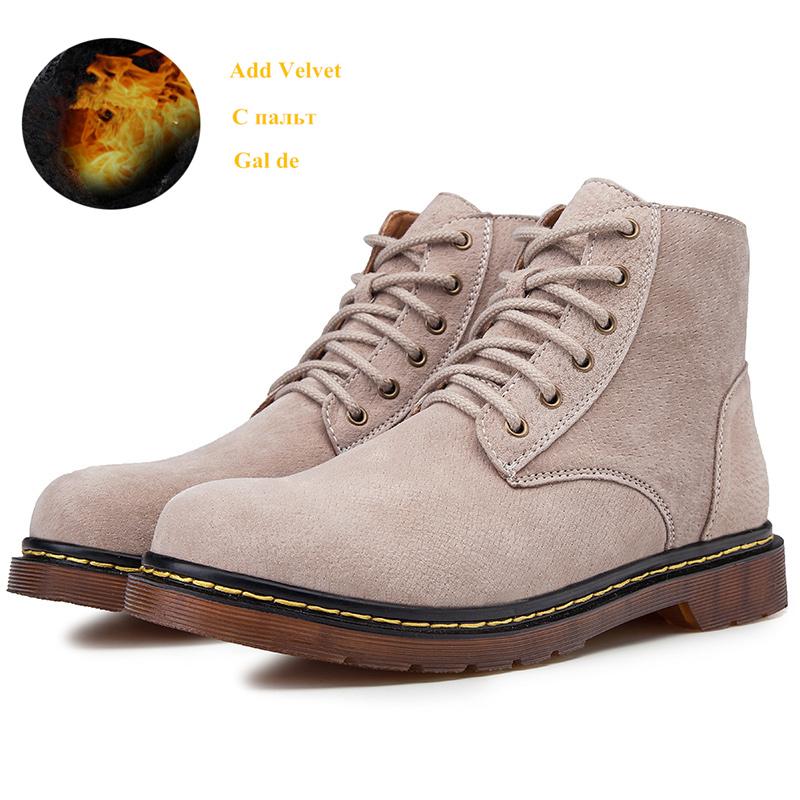 Fashion Brown Suede Boots for Men Classic Leisure Cowboy Boots Men Fur Warm Mens Leather Ankle Boots Plus Size 48 Bota Masculina