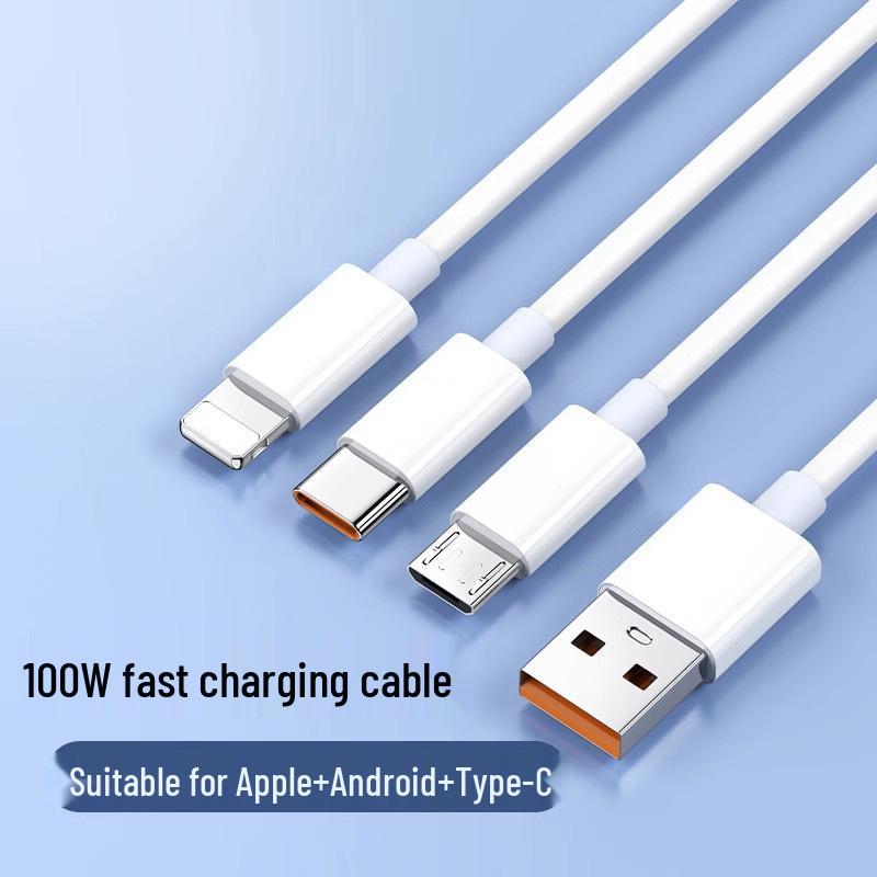 Retractable 3-in-1 Braided Multi-Head Charging Cable for Super Fast Charging