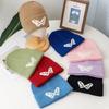 Neue Mützen mit Schmetterlingsstickerei Winterwarme Mütze Y2K Hüte für Frauen Einfarbig Winter Strick Mädchenhüte Geschenk
