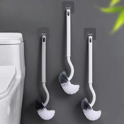 Long-handled Soft-bristled Plastic Toilet Cleaning Brush with No Dead Corners Wall-mounted Household Toilet Brush