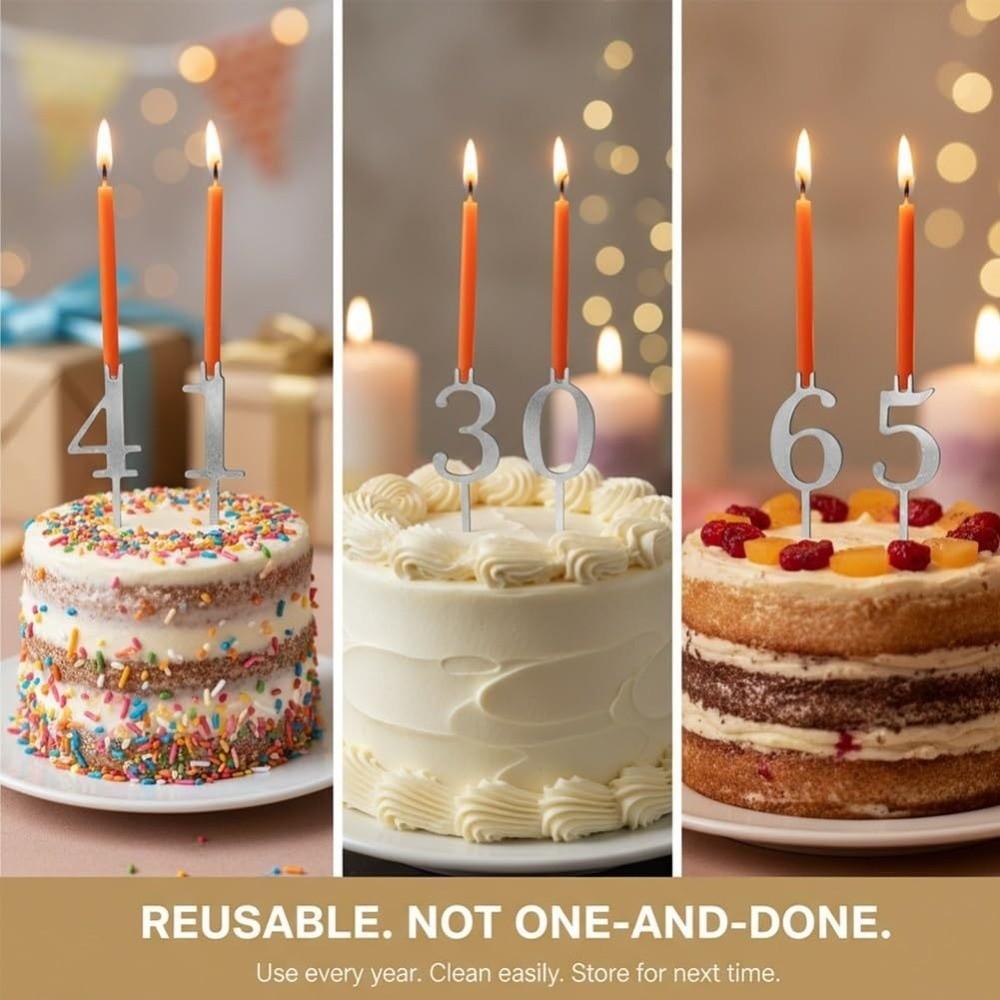 Stainless Steel Number Birthday Candle Holder Digital Birthday Candles Stand  Family Gathering