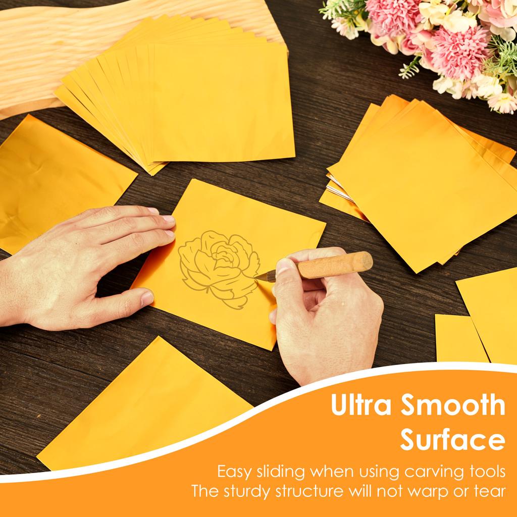 100 Pcs Gold Flashing Square Tin Foil Heavy Duty Aluminum Foil Sheet DIY Engraving Tinfoil for Painting Engraving and Embossing