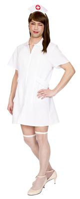 Clearstone Crossdressing MAN Cosplay Halloween Pure White Nurse MAN Unisex White