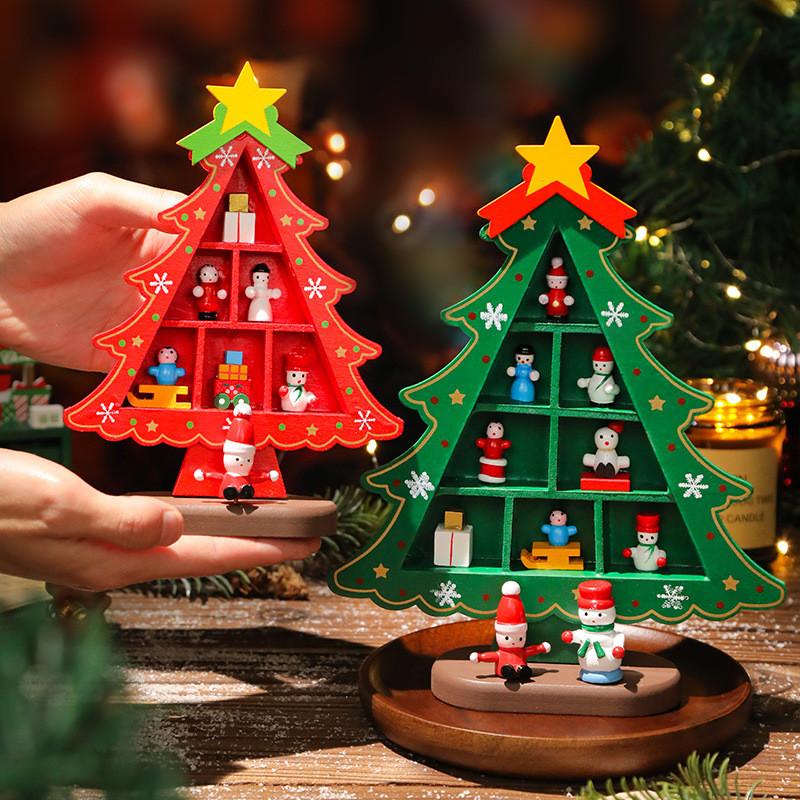 Mini Wooden Christmas Tree Festive Tabletop Decor For Holiday Home Decoration