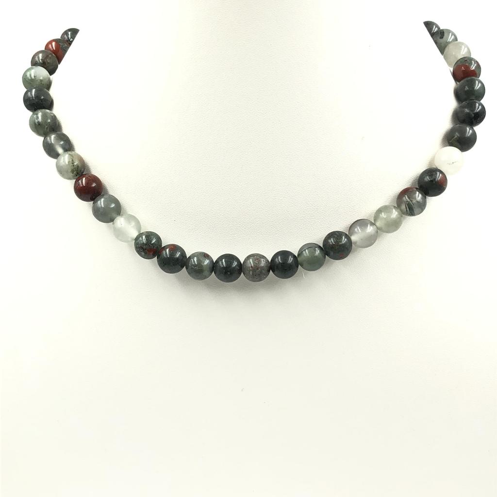 Natural Red Bloodstone Gemstone Round Beads Jewelry Handmade Pretty Adjustable Necklace 17-20" For Women 8BN-18