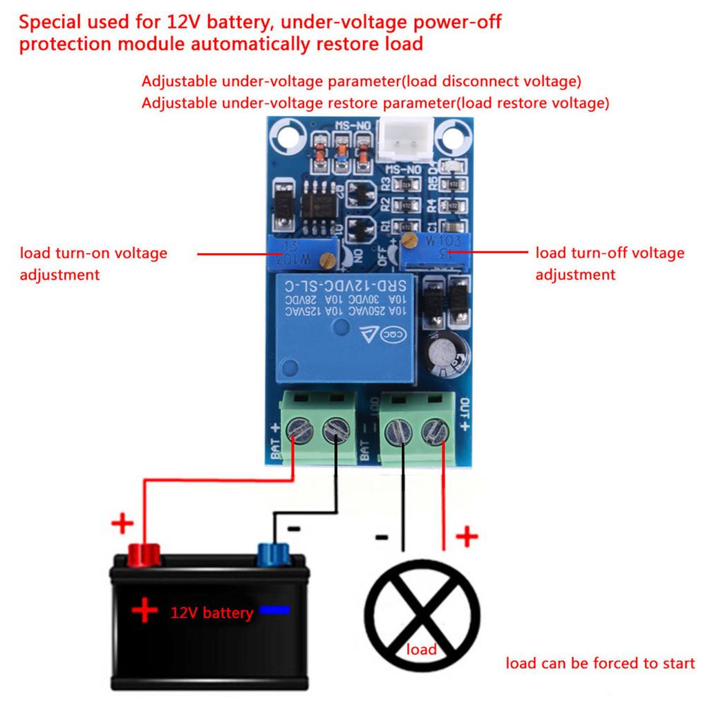 12-V-Batterie-Unterspannungsabschaltung, automatisches Einschalten, Wiederherstellungsschutzmodul