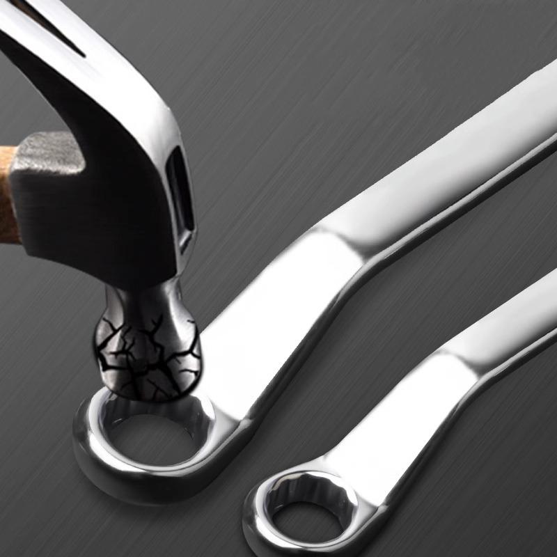 Double-Head Plum Wrench Set, Extended Two-In-One Design, Mirror Polished Chrome, Internal Hex, Perfect For Auto Repair