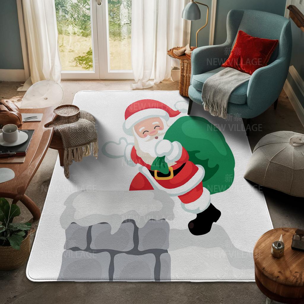 House Entrance Carpet Home Door Mat Living Room Bath Foot Bathroom Non-slip Water Absorption Rugs Bath Merry Christmas Winter