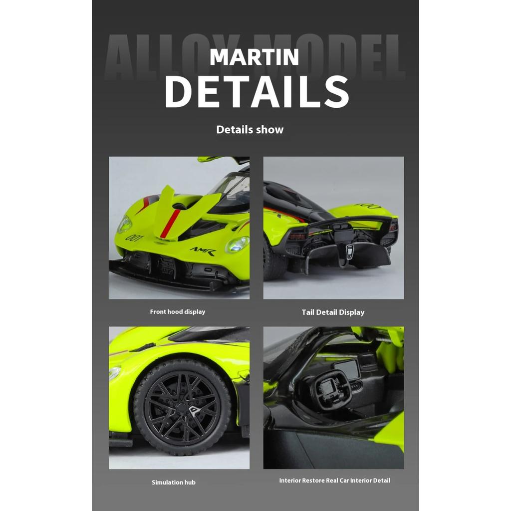 1/32 Aston Martin Valkyrie Alloy Sports Car Model Diecast Metal Racing Car Vehicles Model Sound and Light Simulation Collection Kids Toy Gift