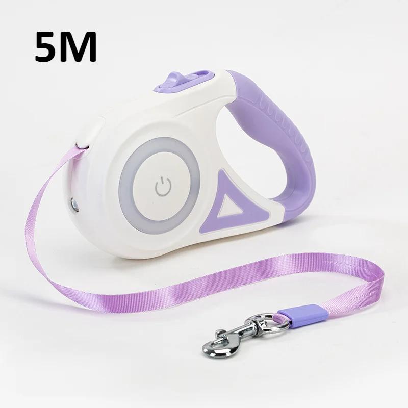 3/5M Automatic Dog Leash Retractable LED Luminous Leading Fashion Light Straps for Dog Puppy Pet Flexi Walking Running Lead Pets