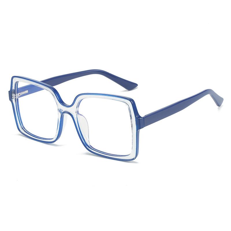 Trend Personalized Contrasting Color Anti-Blue Glasses, Simple Large Frame Plain Flat Glasses Tr Ferrule Glasses Frame