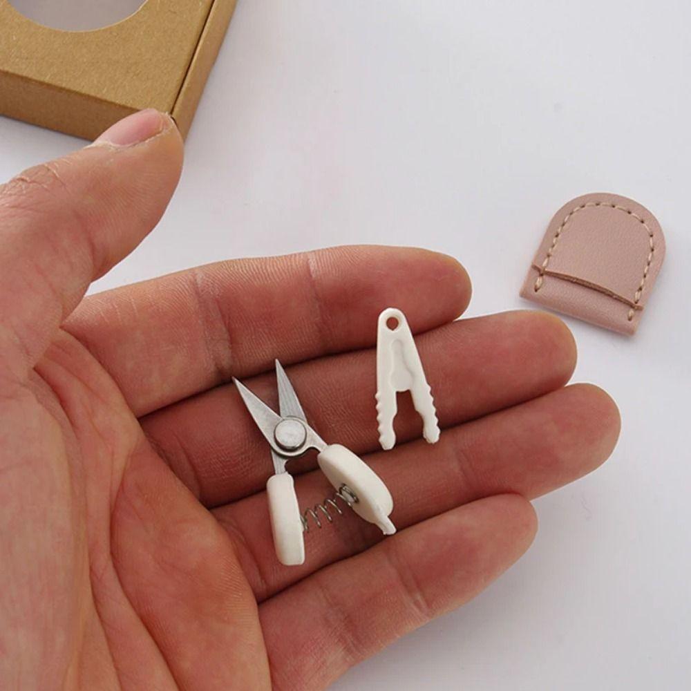 High Precision Art Mini Scissors with Protective Cover Colorful Hook Buckle Sewing Embroidery Snips with Storage Box Portable