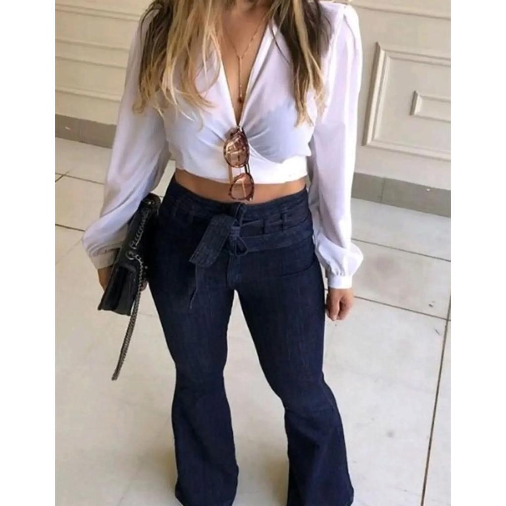 Jeansy damskie w jednolitym kolorze, z wysokim stanem, rozszerzane, rozpinane, kieszenie, rozporek, Streetwear, smukłe, patchworkowe, guziki, lekko elastyczny pasek