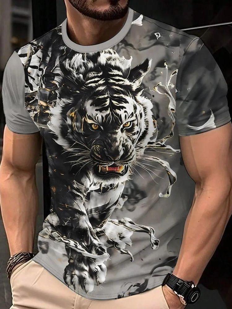 Summer Lion Animal Graphic T-Shirts 3D Print Men's Fashion Short Sleeve O-Neck T Shirt Casual Harajuku Y2K Top Tees Men Clothing