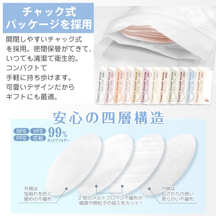 Kaitou Official Store Nonwoven Masks KF94 Bicolor 3D Comfortable Small Pink Beige Masks, Ears, Face, 40-Count, Medium, [Product Code]