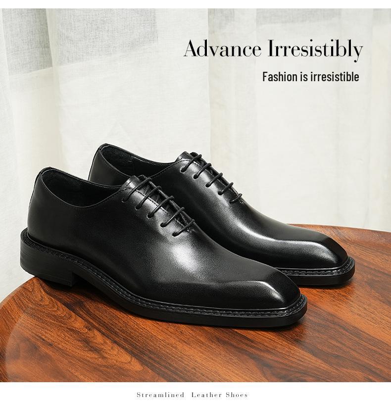 VIP Exclusive Men's Brown Leather Oxford Shoes - Summer Wedding & Business Formal Square Toe British Style
