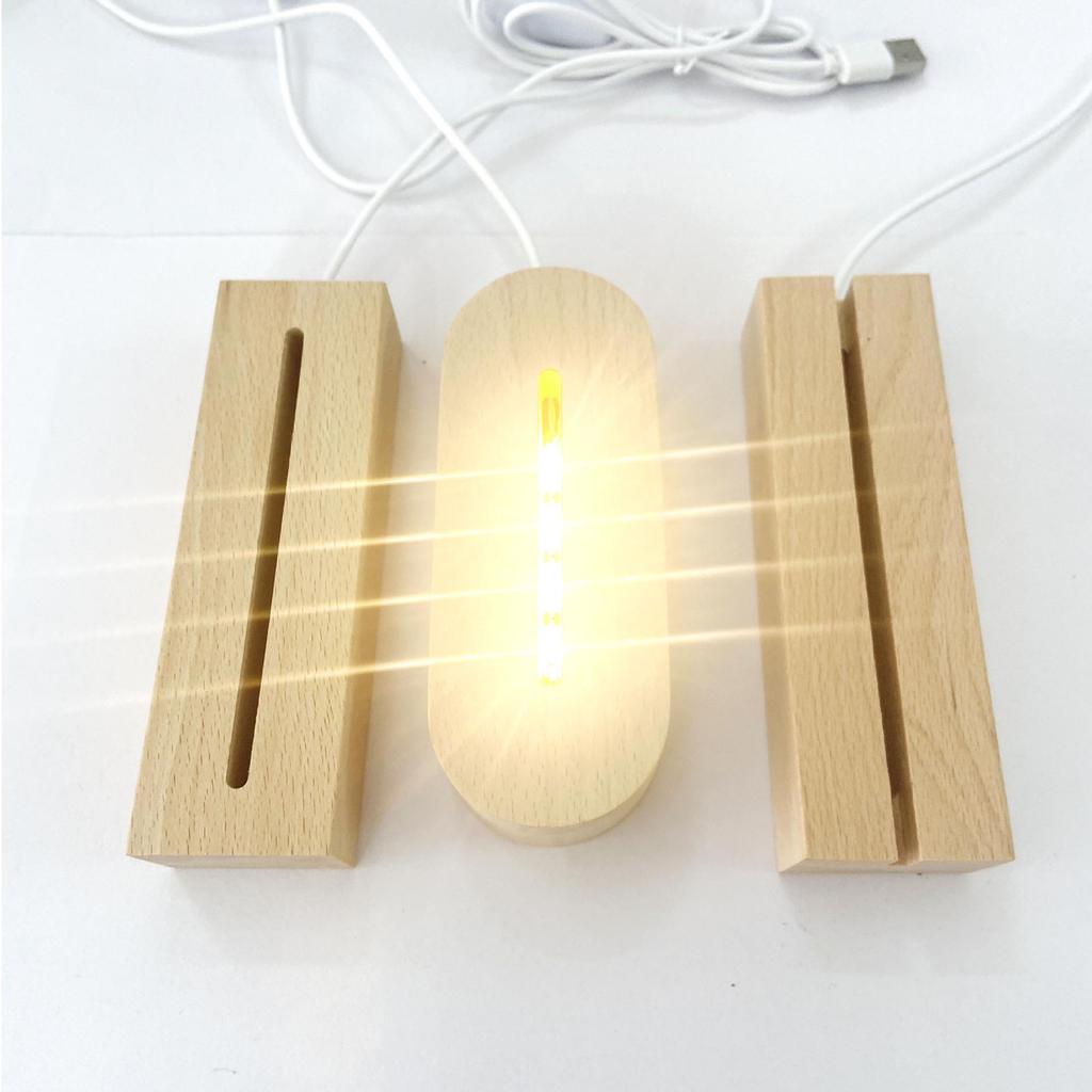 Beech Wood LED Luminous Acrylic Base Night Light Plug-in Stand