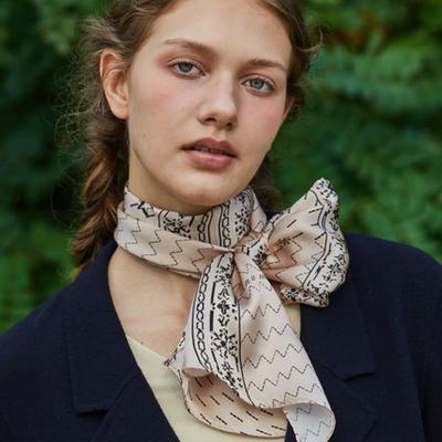 ANA MAISON Text from Ivory Long Petit Silk Scarf [PML-1427]