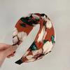 Summer New Vintage High-crown Cross Hairband, Fashionable Wide-edge Versatile Headband, Women's Printed Design